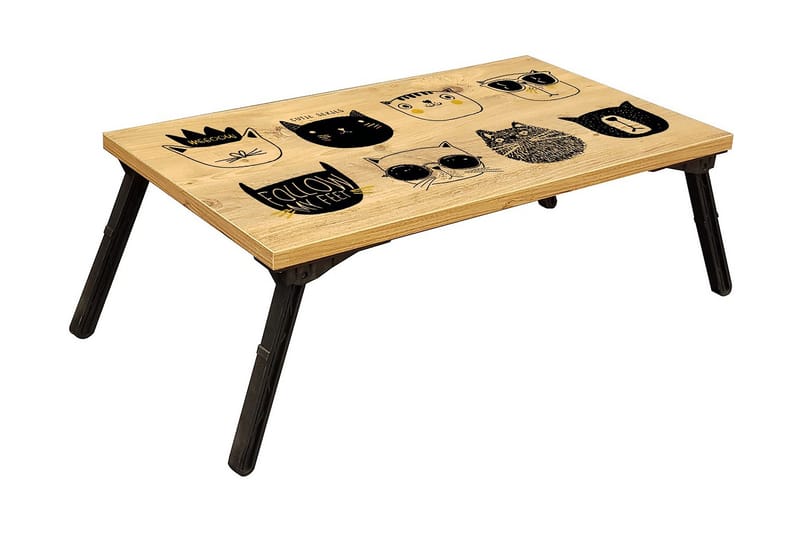 Läppäripöytä Godford 25 cm, Puu/Luonnonväri/Musta