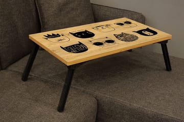 Läppäripöytä Godford 25 cm - Puu/Luonnonväri/Musta - Säilytys - Piensäilytys - Säilytysteline - Kannettavan tietokoneen teline