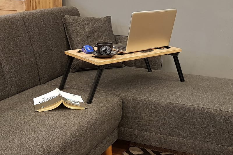 Läppäripöytä Godford 25 cm - Puu/Luonnonväri/Musta - Säilytys - Piensäilytys - Säilytysteline - Kannettavan tietokoneen teline