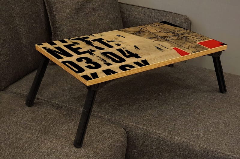 Läppäripöytä Jesusantonio 25 cm - Puu/Luonnonväri/Musta - Säilytys - Piensäilytys - Säilytysteline - Kannettavan tietokoneen teline