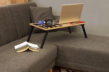 Läppäripöytä Jesusantonio 25 cm - Puu/Luonnonväri/Musta - Säilytys - Piensäilytys - Säilytysteline - Kannettavan tietokoneen teline