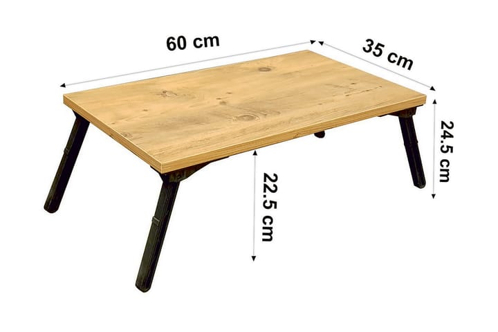Läppäripöytä Sherolyn 25 cm - Puu/Luonnonväri/Musta - Kannettavan tietokoneen teline