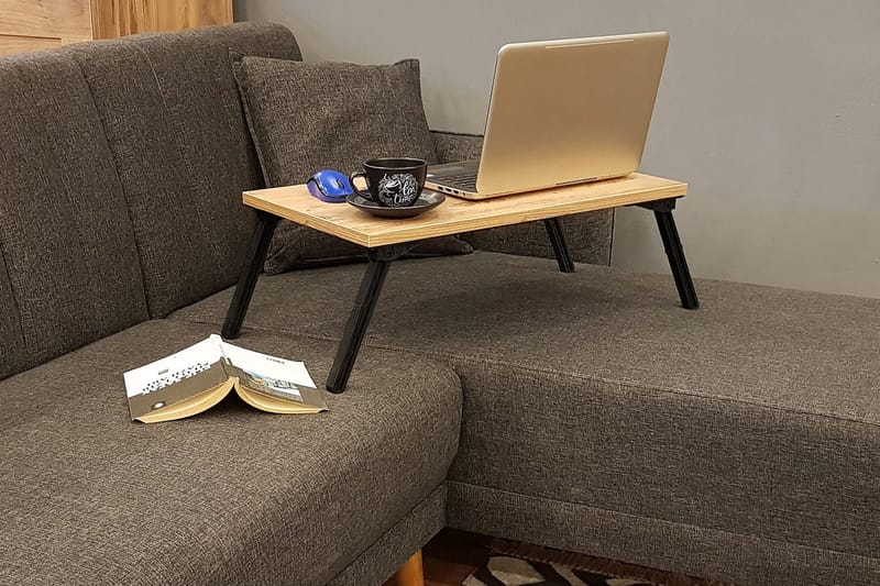 Läppäripöytä Sherolyn 25 cm - Puu/Luonnonväri/Musta - Säilytys - Piensäilytys - Säilytysteline - Kannettavan tietokoneen teline