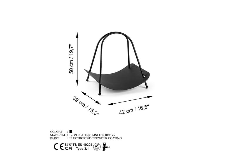 Koristeellinen metallinen asuste Mirven Musta - Musta - Säilytys - Piensäilytys - Säilytysteline - Halkoteline