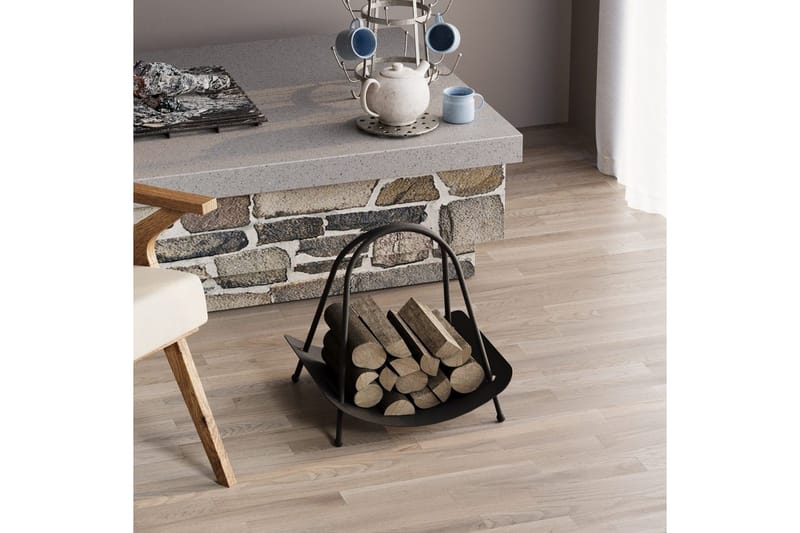 Koristeellinen metallinen asuste Mirven Musta - Musta - Säilytys - Piensäilytys - Säilytysteline - Halkoteline