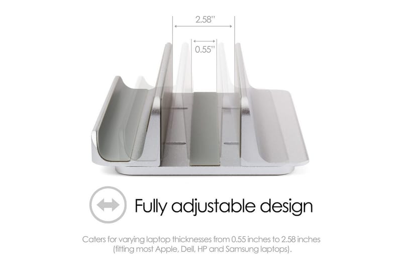 Pöytäteline Desire2 2-in-1 Säädettävä Alumiini - Hopea - Säilytys - Piensäilytys - Säilytysteline - Kannettavan tietokoneen teline