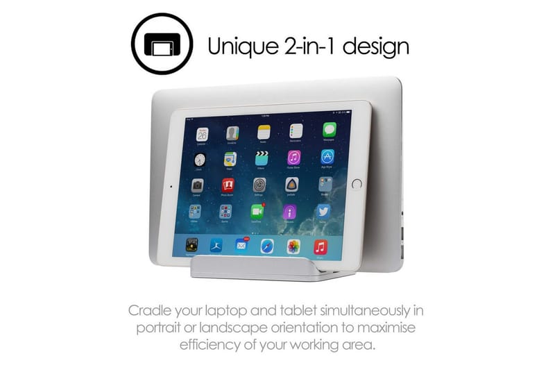 Pöytäteline Desire2 2-in-1 Säädettävä Alumiini - Hopea - Säilytys - Piensäilytys - Säilytysteline - Kannettavan tietokoneen teline