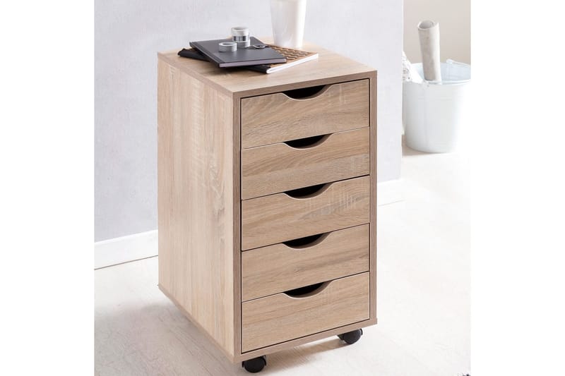 Rullakontti Wohnling 5 laatikkoa, pyörillä varustettu kalustelevy, moderni tyyli Sonoma - Sonoma - Säilytys - Säilytyskalusteet - Lipasto - Laatikostot