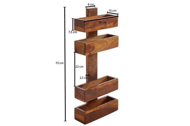 Sanomalehtiteline Wohnling massiivipuuta seinäkiinnitys, maalaismainen tyyli Ruusu puu - Ruusu puu - Säilytys - Piensäilytys - Säilytysteline - Lehtiteline