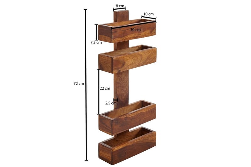 Sanomalehtiteline Wohnling massiivipuuta seinäkiinnitys, maalaismainen tyyli Ruusu puu - Ruusu puu - Säilytys - Piensäilytys - Säilytysteline - Lehtiteline