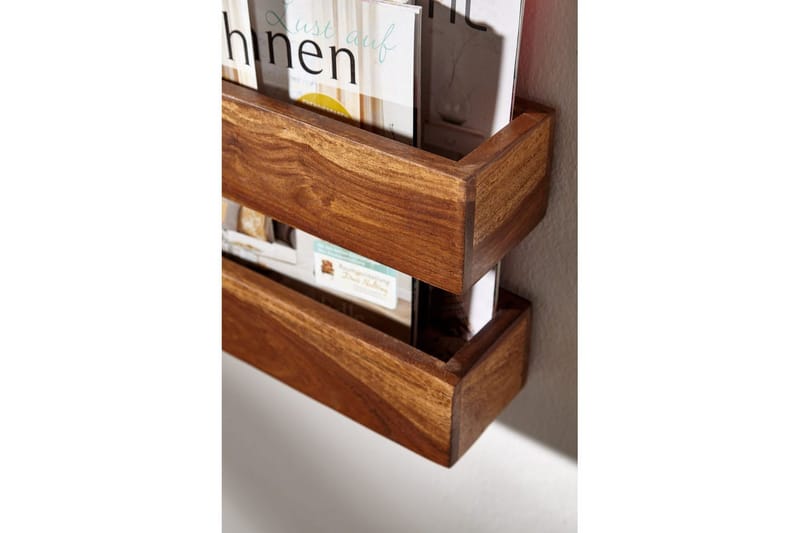 Sanomalehtiteline Wohnling massiivipuuta seinäkiinnitys, maalaismainen tyyli Ruusu puu - Ruusu puu - Säilytys - Piensäilytys - Säilytysteline - Lehtiteline