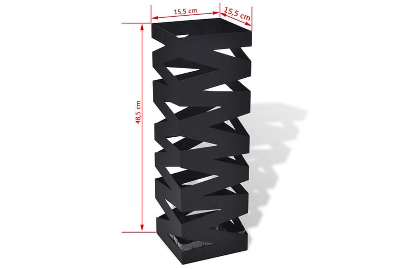 Musta Neliö Sateenvarjoteline Teräs 48,5 cm - Musta - Säilytys - Piensäilytys - Säilytysteline - Sateenvarjoteline