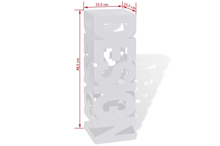 Valkoinen Neliö Sateenvarjoteline Teräs 48,5cm - Valkoinen - Sateenvarjoteline