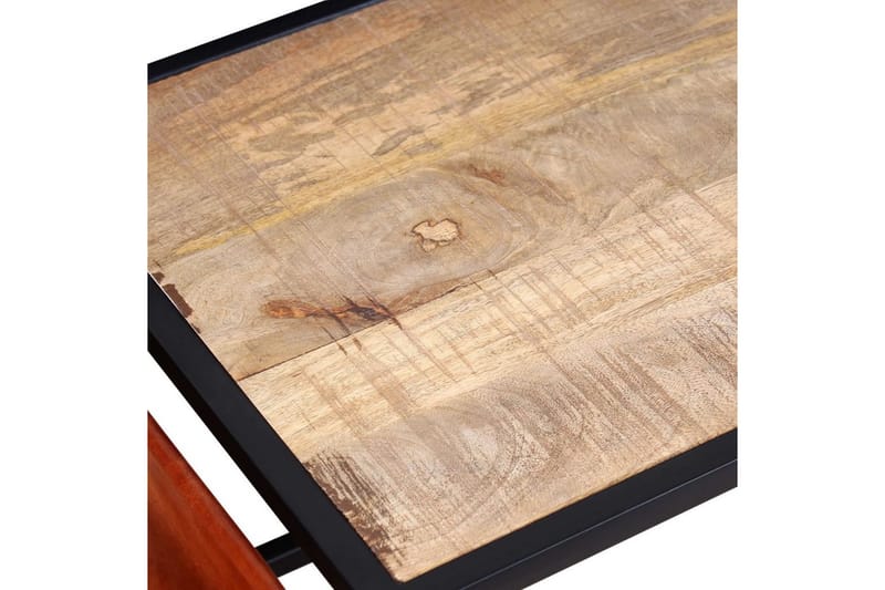 Sohvapöytä nahkaisella lehtitelineellä 110x50x45 cm - Ruskea - Säilytys - Piensäilytys - Säilytysteline - Lehtiteline