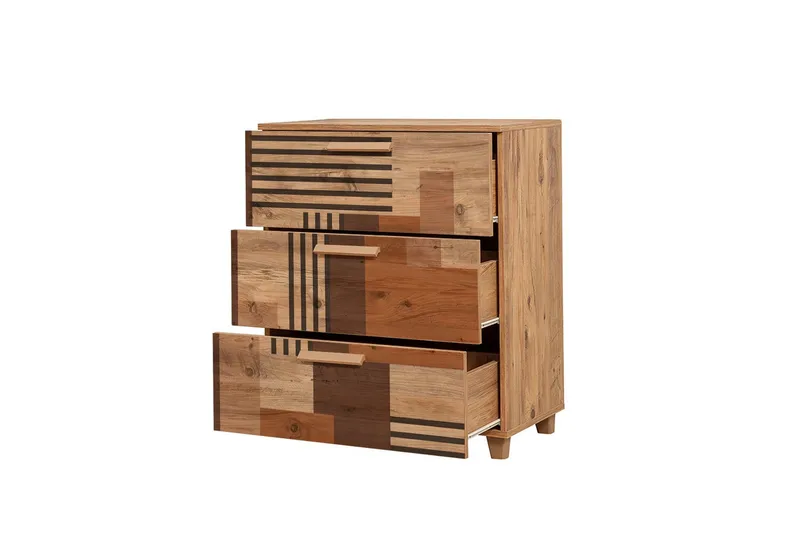 Leva lipasto 80x95 cm ruskea - Hanah Home - Säilytys - Säilytyskalusteet - Lipasto