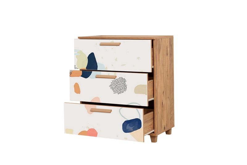 Leva lipasto 80x95 cm ruskea/valkoinen - Hanah Home - Säilytys - Säilytyskalusteet - Lipasto