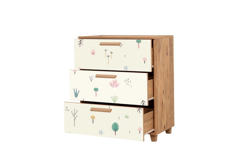 Leva lipasto 80x95 cm ruskea/valkoinen - Hanah Home - Säilytys - Säilytyskalusteet - Lipasto