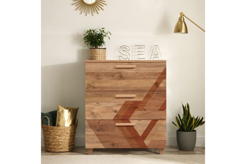 Leva lipasto 80x95 cm ruskea - Hanah Home - Säilytys - Säilytyskalusteet - Lipasto