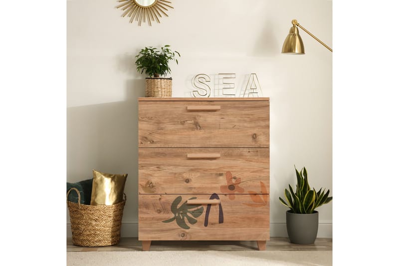 Leva lipasto 80x95 cm ruskea - Hanah Home - Säilytys - Säilytyskalusteet - Lipasto