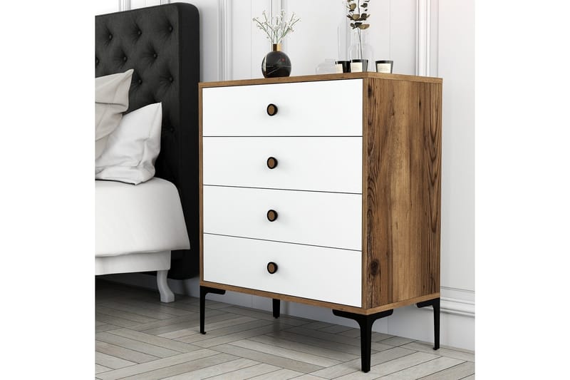 Ameias lipasto 76x90,7 cm ruskea/valkoinen - Hanah Home - Säilytys - Säilytyskalusteet - Lipasto