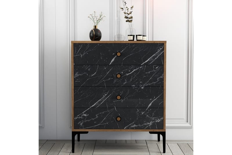 Ameias lipasto 76x90,7 cm ruskea/musta - Hanah Home - Säilytys - Säilytyskalusteet - Lipasto