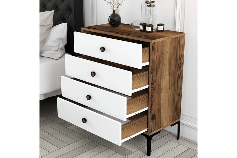 Ameias lipasto 76x90,7 cm ruskea/valkoinen - Hanah Home - Säilytys - Säilytyskalusteet - Lipasto