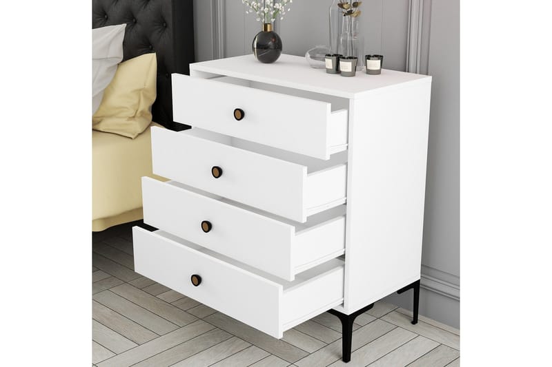 Ameias lipasto 76x90,7 cm valkoinen - Hanah Home - Säilytys - Säilytyskalusteet - Lipasto