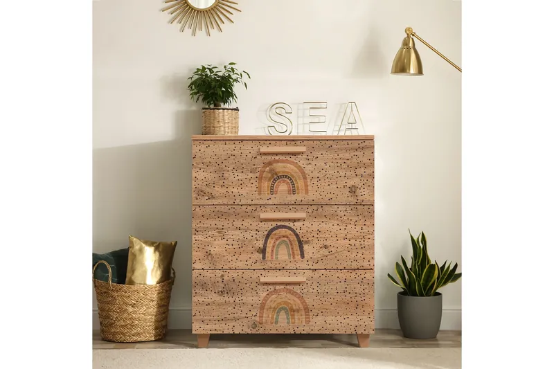 Leva lipasto 80x95 cm ruskea - Hanah Home - Säilytys - Säilytyskalusteet - Lipasto