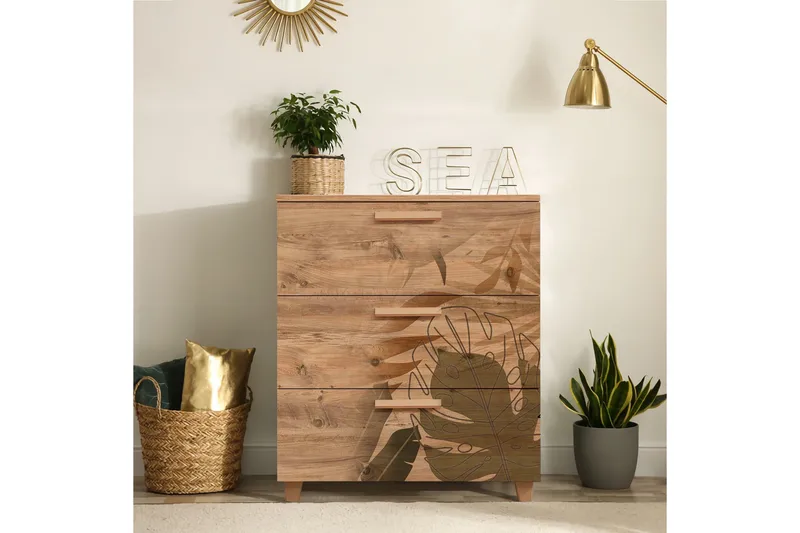 Leva lipasto 80x95 cm ruskea - Hanah Home - Säilytys - Säilytyskalusteet - Lipasto