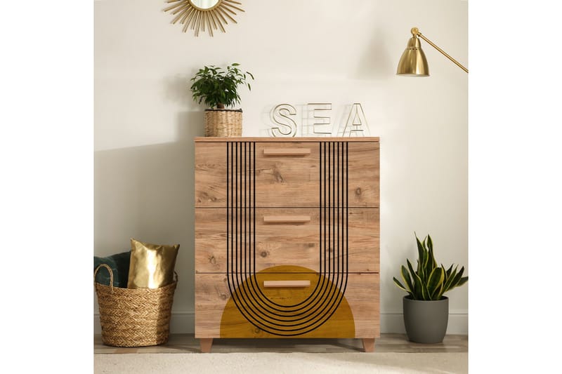 Leva lipasto 80x95 cm ruskea - Hanah Home - Säilytys - Säilytyskalusteet - Lipasto