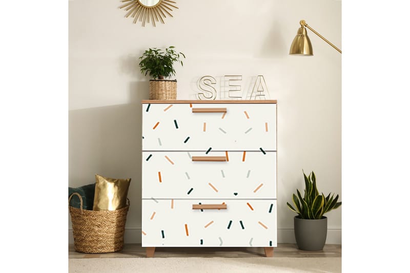 Leva lipasto 80x95 cm ruskea/valkoinen - Hanah Home - Säilytys - Säilytyskalusteet - Lipasto