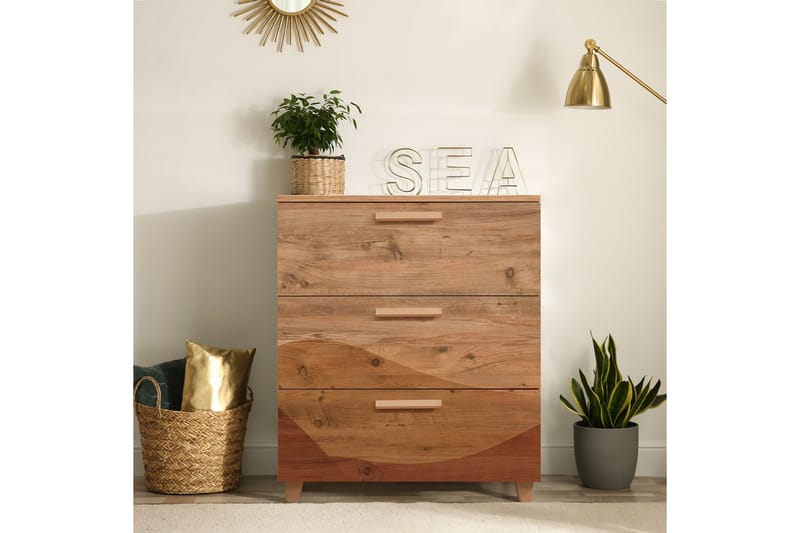 Leva lipasto 80x95 cm ruskea - Hanah Home - Säilytys - Säilytyskalusteet - Lipasto