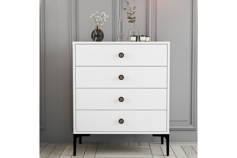 Ameias lipasto 76x90,7 cm valkoinen - Hanah Home - Säilytys - Säilytyskalusteet - Lipasto