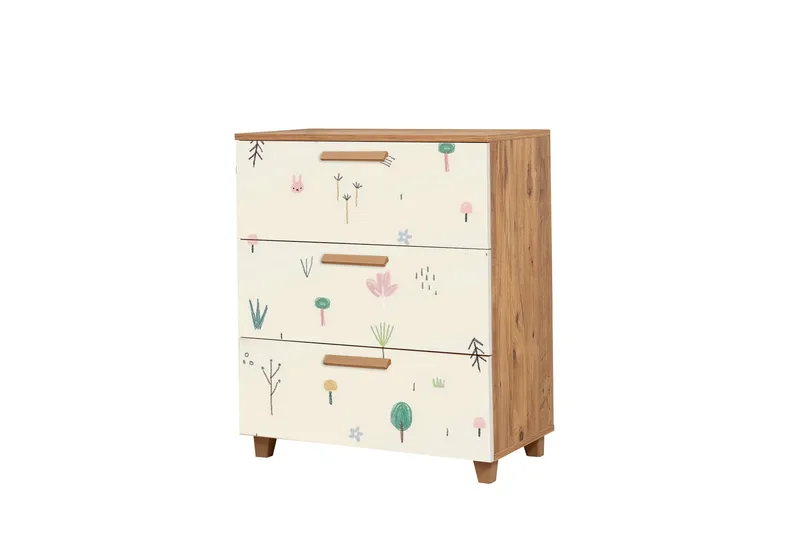 Leva lipasto 80x95 cm ruskea/valkoinen - Hanah Home - Säilytys - Säilytyskalusteet - Lipasto