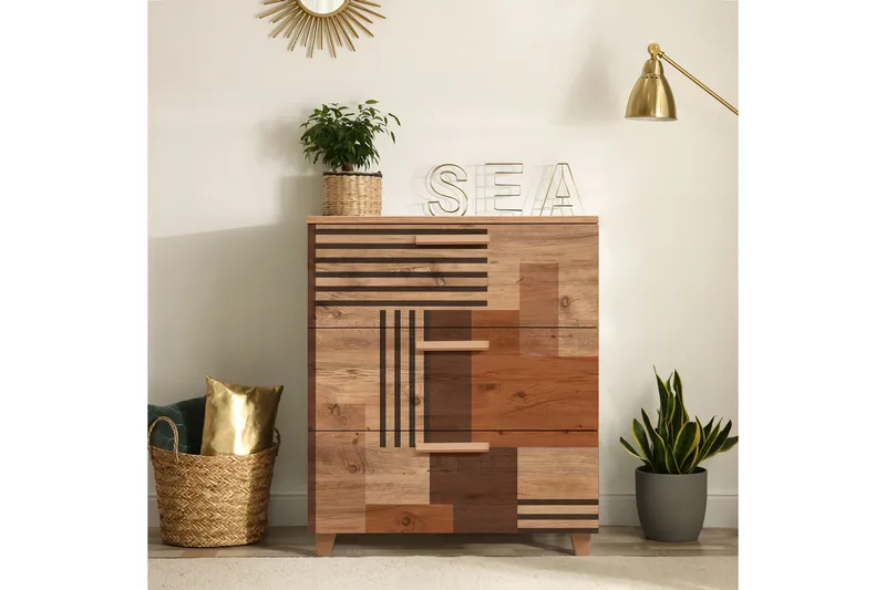 Leva lipasto 80x95 cm ruskea - Hanah Home - Säilytys - Säilytyskalusteet - Lipasto