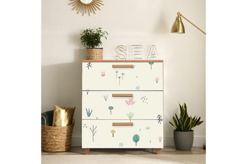 Leva lipasto 80x95 cm ruskea/valkoinen - Hanah Home - Säilytys - Säilytyskalusteet - Lipasto