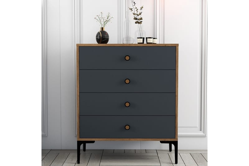 Ameias lipasto 76x90,7 cm ruskea/antrasiitti - Hanah Home - Säilytys - Säilytyskalusteet - Lipasto