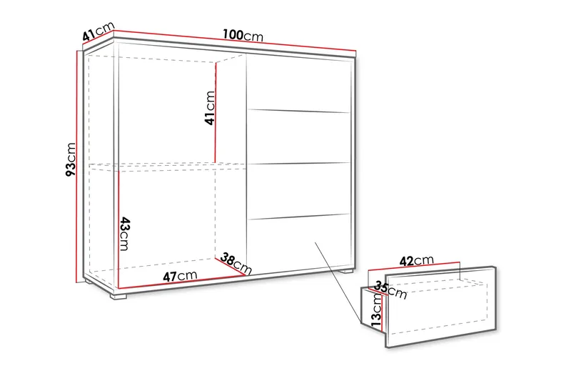 Agawal Lipasto 100 cm - Beige - Säilytys - Säilytyskalusteet - Lipasto
