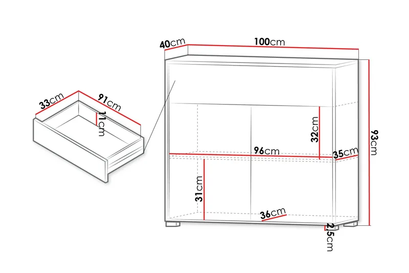 Agawal Lipasto 100 cm - Beige - Säilytys - Säilytyskalusteet - Lipasto