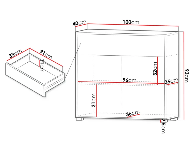 Agawal Lipasto 100 cm - Ruskea - Säilytys - Säilytyskalusteet - Lipasto