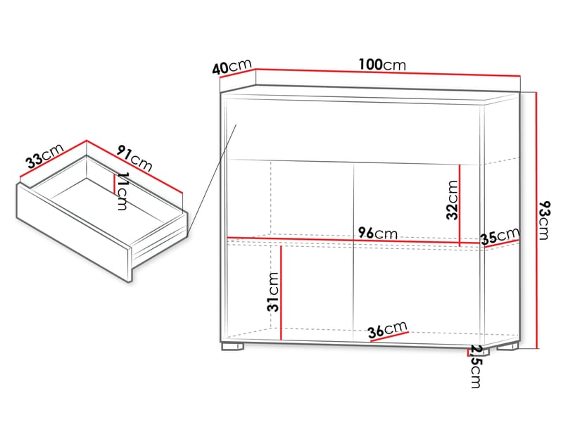 Agawal Lipasto 100 cm - Ruskea - Säilytys - Säilytyskalusteet - Lipasto