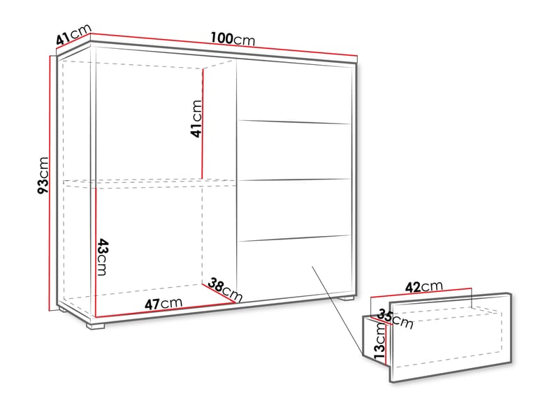 Agawal Lipasto 100 cm - Ruskea - Säilytys - Säilytyskalusteet - Lipasto