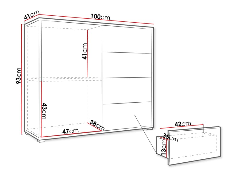 Agawal Lipasto 100 cm - Ruskea - Säilytys - Säilytyskalusteet - Lipasto