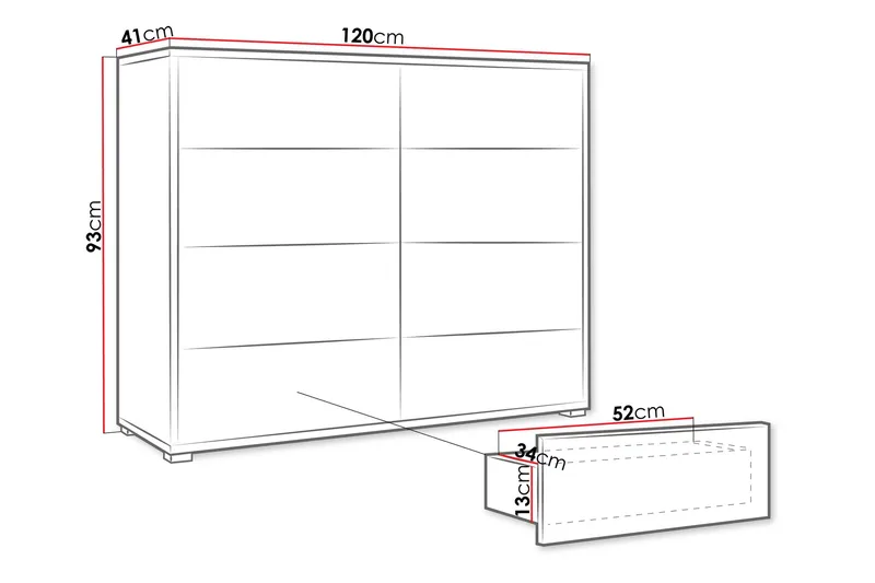 Agawal Lipasto 120 cm - Ruskea - Säilytys - Säilytyskalusteet - Lipasto
