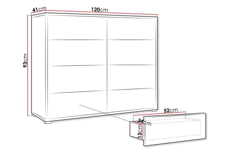 Agawal Lipasto 120 cm - Ruskea - Säilytys - Säilytyskalusteet - Lipasto