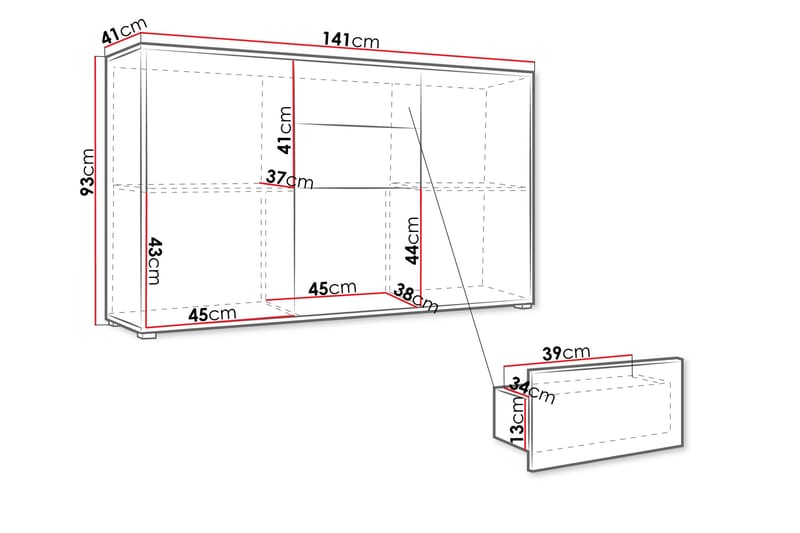 Agawal Lipasto 141 cm - Beige - Säilytys - Säilytyskalusteet - Lipasto