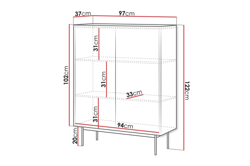 Akansh Lipasto 97 cm - Beige - Säilytys - Säilytyskalusteet - Lipasto