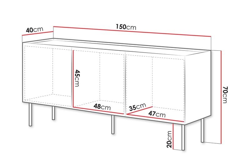 Akie Lipasto 150 cm - Vihreä - Säilytys - Säilytyskalusteet - Lipasto