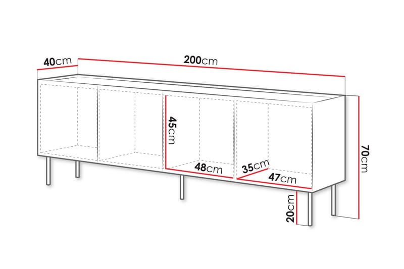Akie Lipasto 200 cm - Beige - Säilytys - Säilytyskalusteet - Lipasto