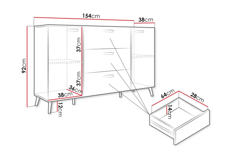Akihiko Lipasto 154 cm - Valkoinen - Säilytys - Säilytyskalusteet - Lipasto